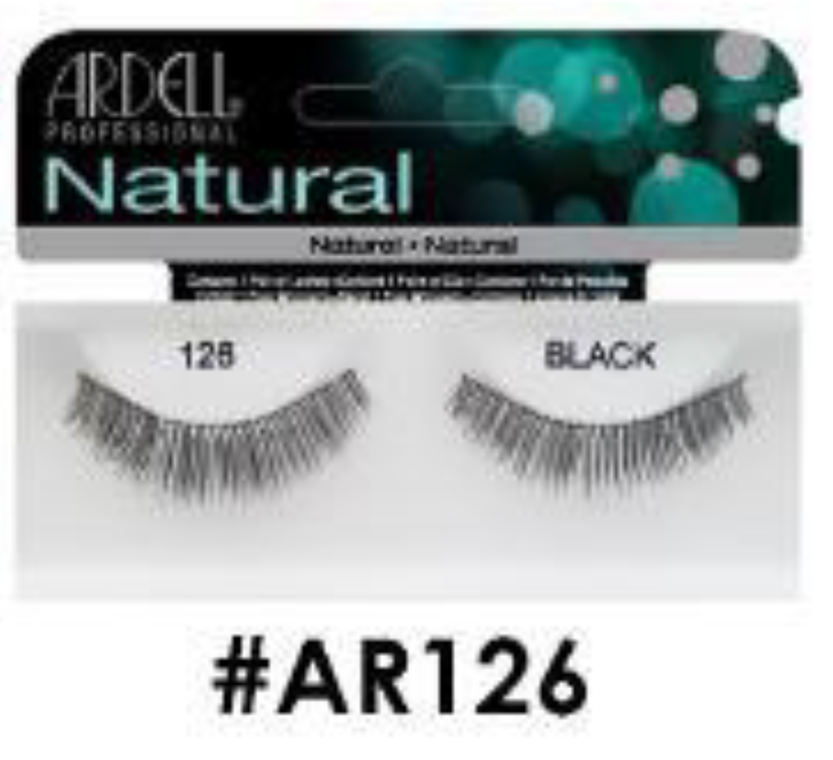 "Ardell Natural False Lashes (#AR126) Style 126 in Black - Lightweight and Perfect for Everyday Wear."