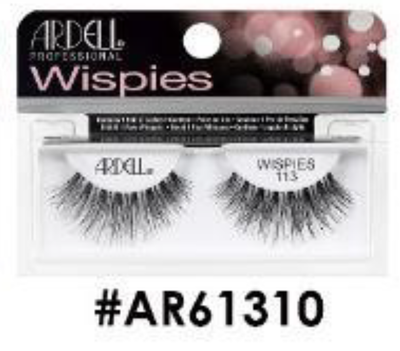 "Ardell Wispies False Lashes 113 Black (#AR61310) - Long and Flared Look."