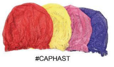 "Assorted Mesh Shower Caps (#CAPHAST) - Multicolor Pack with Elastic Band for a Secure Fit."