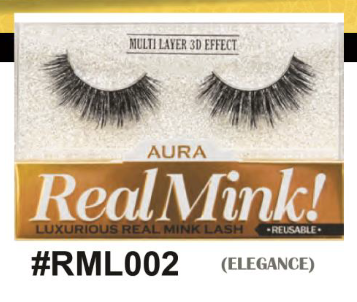 Aura Real Mink Lashes - #RML002 (Elegance), Luxurious Real Mink Lash with Subtle 3D Multi-Layer Effect