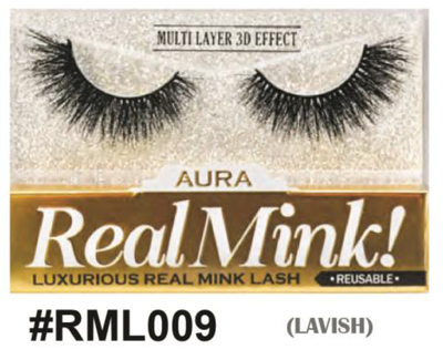 Aura Real Mink Lashes - #RML009 (Lavish), Full-Volume, Bold Mink Lashes