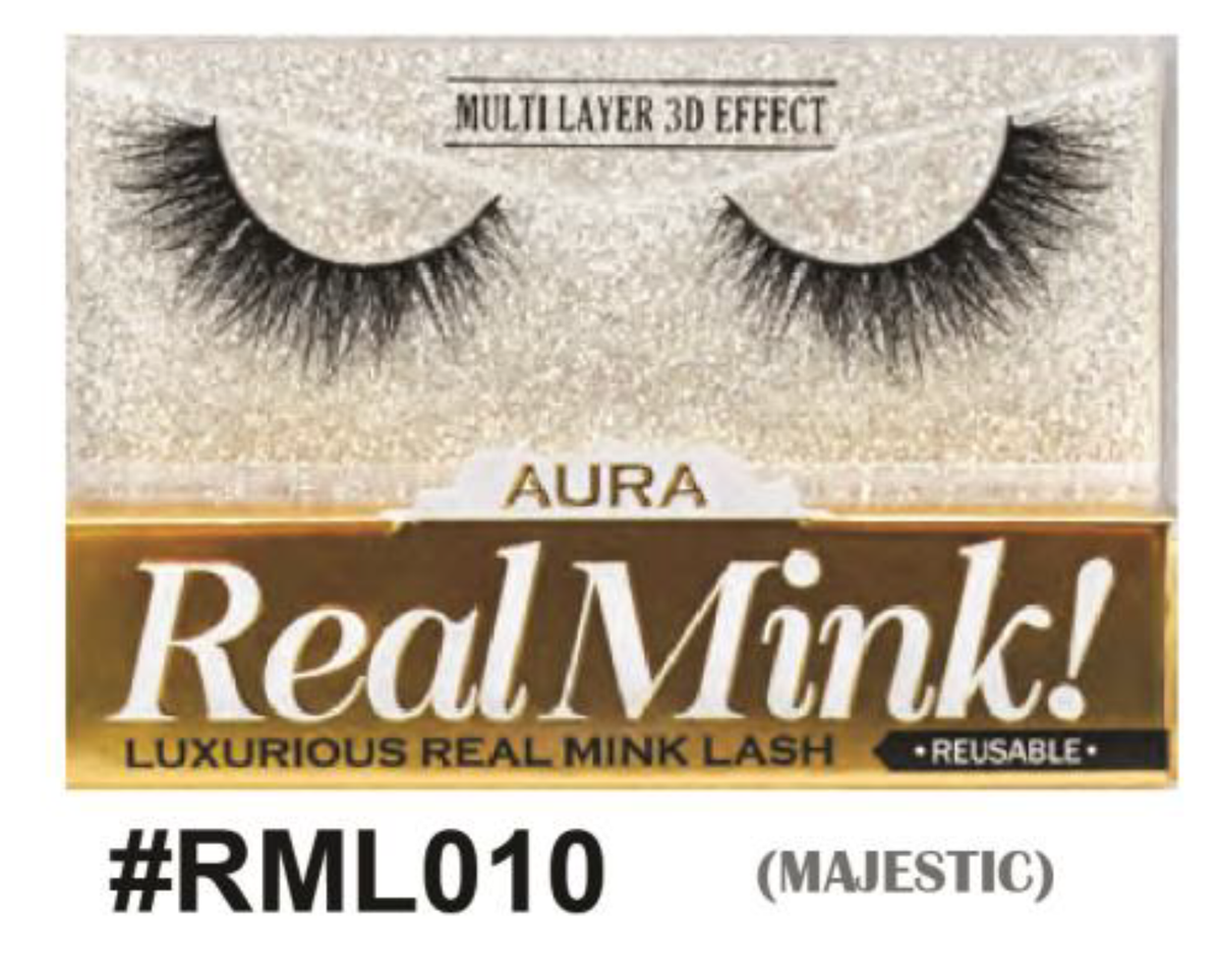 Aura Real Mink Lashes - #RML010 (Majestic), Elegant Natural Finish Lashes