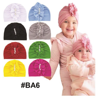 "Baby Turban with Pearl Accent (#BA6) - Soft, Comfortable, and Stylish Hair Accessory."