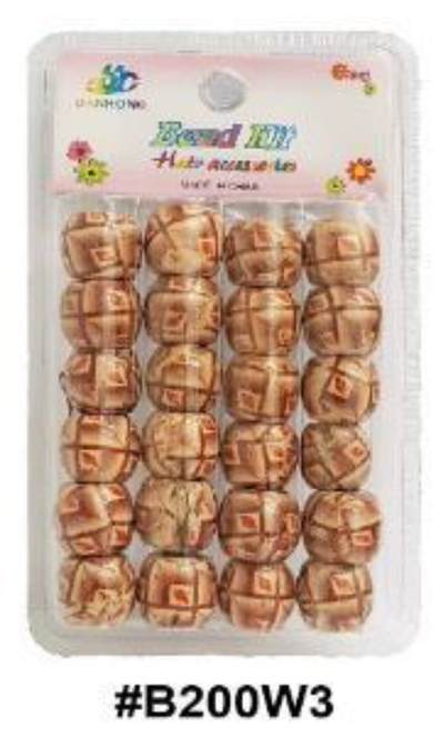 Bead Fit, Decorative Hair Beads, #B200W3, Beige Geometric Pattern