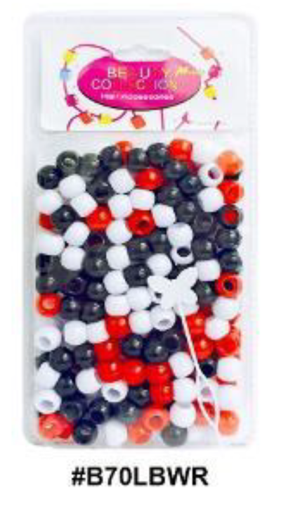 Beauty Collection, Hair Beads with String Applicator, #B70LBWR, Multicolor (Red, Black, White)
