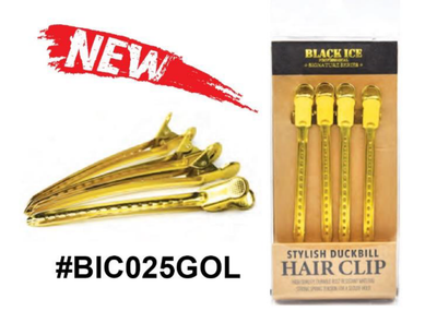 Black Ice Professional | Stylish Duckbill Hair Clip | #BIC025GOL | Gold

