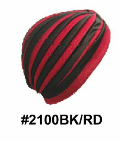 "Black and Red Striped Soft Spandex Cap (#2100BK/RD) - Bold and Comfortable."