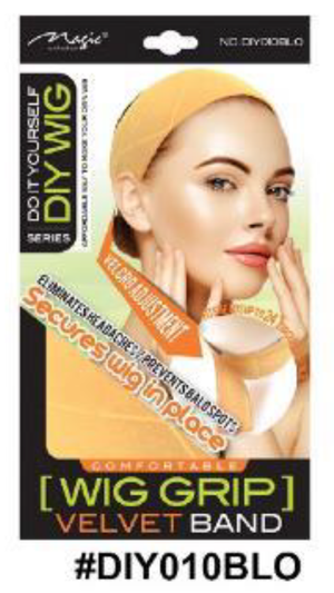 "Blonde Wig Grip Velvet Band (#DIY010BLO) with Velcro Adjustment for Secure and Comfortable Wig Placement."