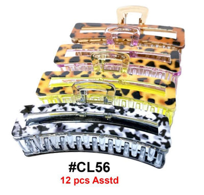 CL56, Animal Print Hair Claw Clips, 12 Pcs