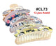 CL73, Assorted Floral Print Hair Claw Clips, 12 Pcs