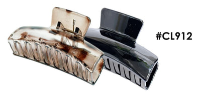 "Classic Hair Claw Clamp, Black & Brown Translucent, #CL912."