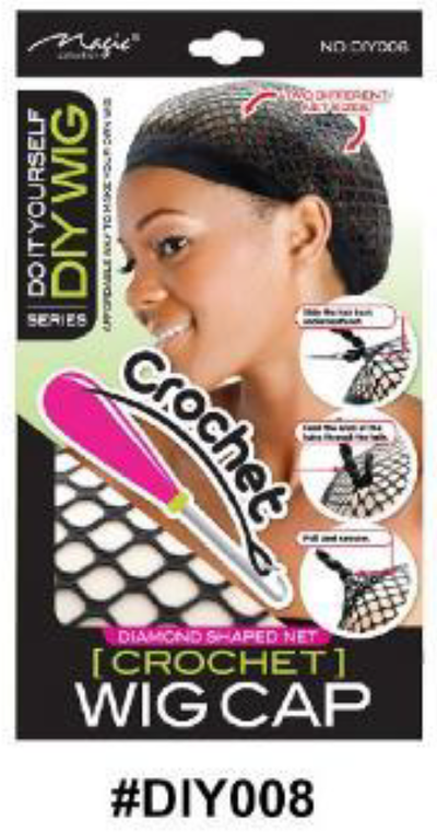 "DIY Crochet Wig Cap in Black (#DIY008) - Diamond Shaped Net for Easy Wig Styling and Crochet Applications."