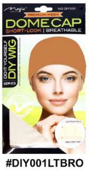 "DIY Mesh Dome Cap in Light Brown (#DIY001LTBRO) - Breathable Dome Cap with Elastic Band for Custom Wig Styling."