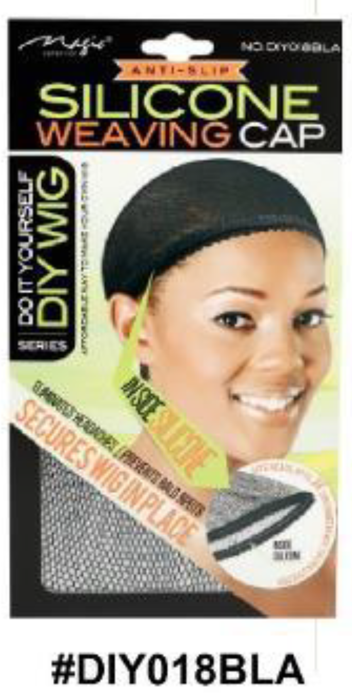 "DIY Wig Silicone Weaving Cap in Black - Anti-Slip Inside Silicone Technology (#DIY018BLA)."