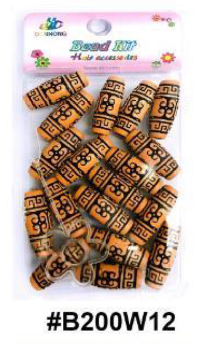 "D&Y Bead Kit Ethnic Design Barrel Hair Beads, #B200W12, Stylish and unique hair accessories."