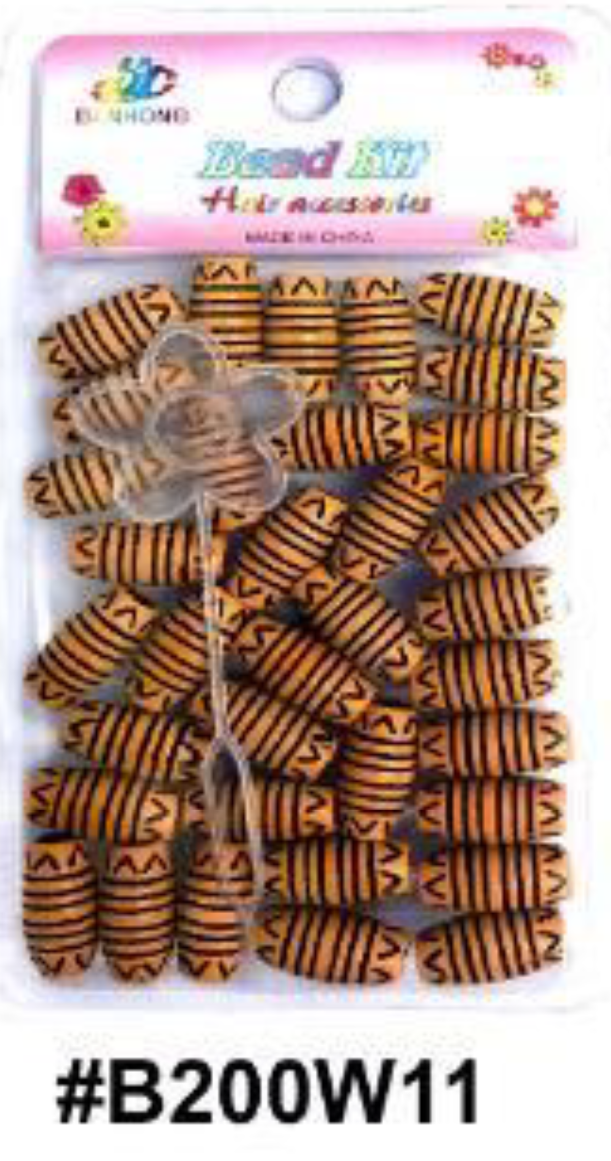 "D&Y Bead Kit Rustic Barrel Hair Beads with Zigzag Pattern, #B200W11, Hair accessory for braiding and styling."