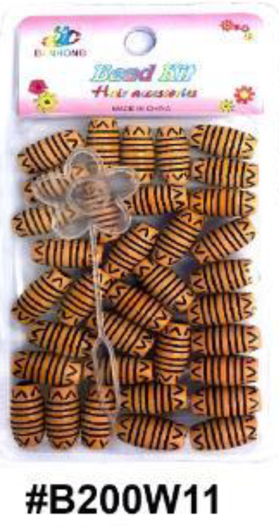 "D&Y Bead Kit Rustic Barrel Hair Beads with Zigzag Pattern, #B200W11, Hair accessory for braiding and styling."