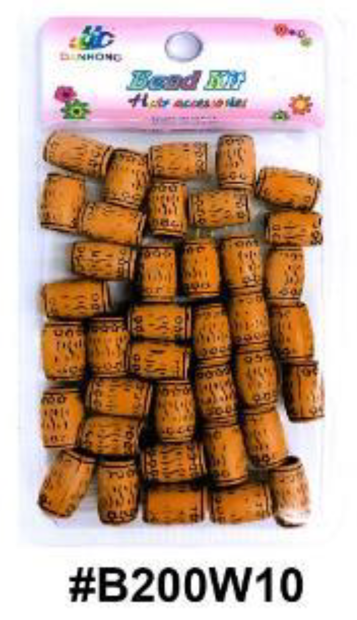 "D&Y Bead Kit Woodgrain Pattern Barrel Hair Beads, #B200W10, Rustic and stylish hair accessories."