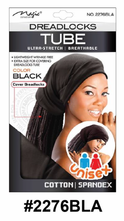 "Dreadlocks Tube in Black (#2276BLA) - Ultra-Stretch, Cotton-Spandex Material."