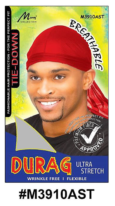 "Durag Ultra Stretch - Red, breathable and wrinkle-free hair accessory." #M3910
