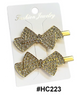 Fashion Jewelry, Gold Bow Hair Clips with Crystal Embellishments #HC223