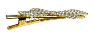 Fashion Jewelry | Gold Bow Hair Clips with Crystal Embellishments #HC223
