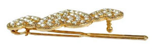 Fashion Jewelry | Gold Triple Heart Rhinestone Hair Clips | #HC226
