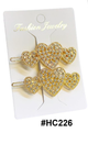 Fashion Jewelry, Gold Triple Heart Rhinestone Hair Clips #HC226