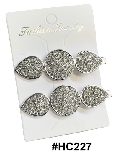 Fashion Jewelry | Silver Rhinestone Teardrop Hair Clips | #HC227
