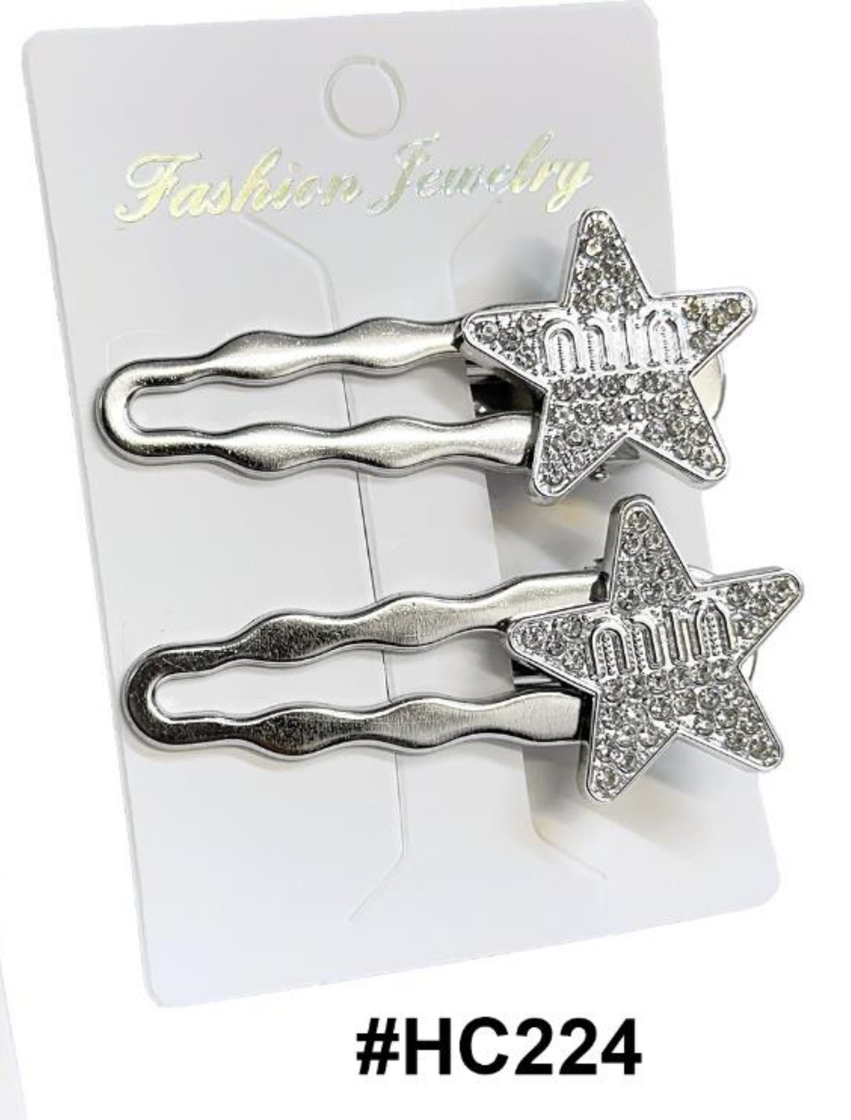 Fashion Jewelry | Silver Star Rhinestone Hair Clips | #HC224

