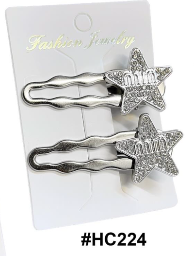 Fashion Jewelry | Silver Star Rhinestone Hair Clips | #HC224
