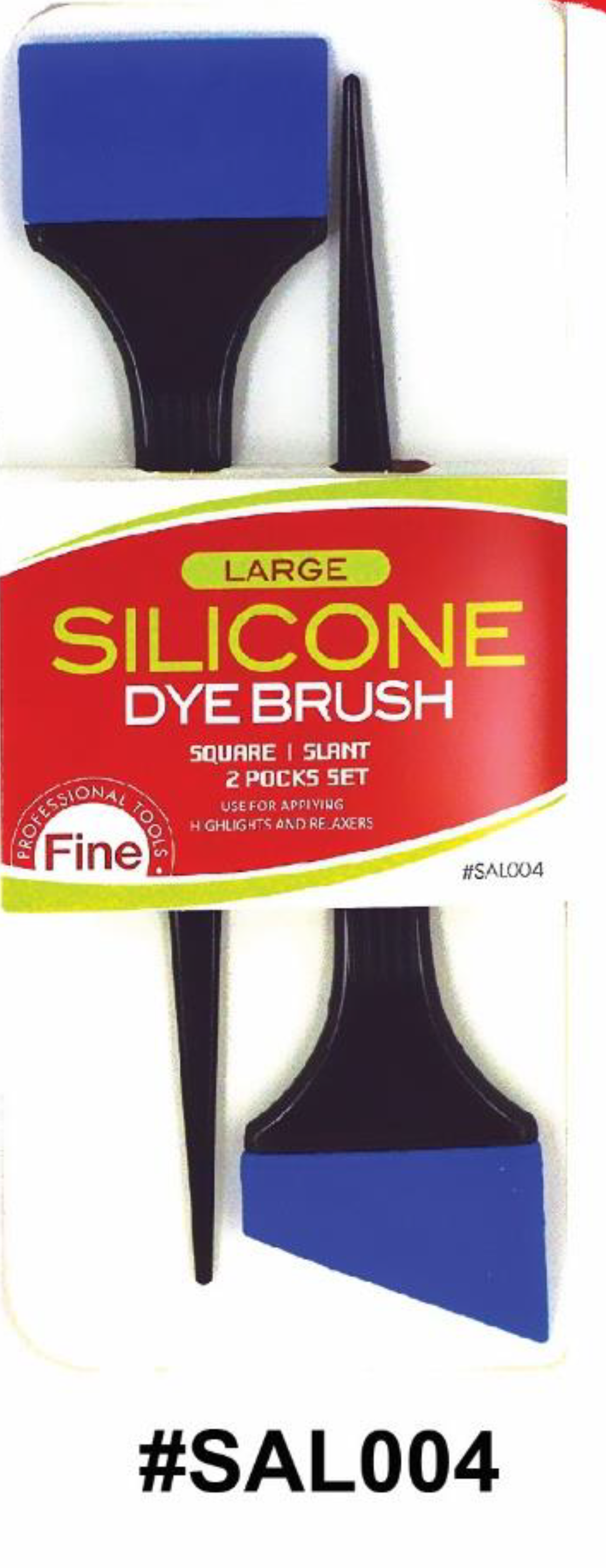 Fine, Large Silicone Dye Brush Set, Square & Slant, #SAL004, Blue/Black