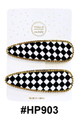 Handmade, Checkered Hair Clip with Glitter Accent #HP903, Black & White