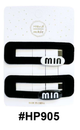 Handmade, Rectangular Hair Clips with "Min" Detail #HP905, Black and White