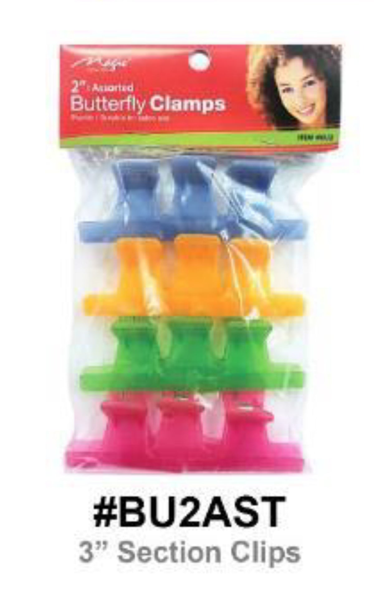 High-quality product image of Magic Collection, 2" Assorted Butterfly Clamps, #BU2AST