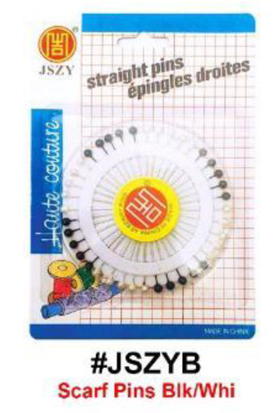 JSZY, Black and White Pearl Scarf Pins, #JSZYB