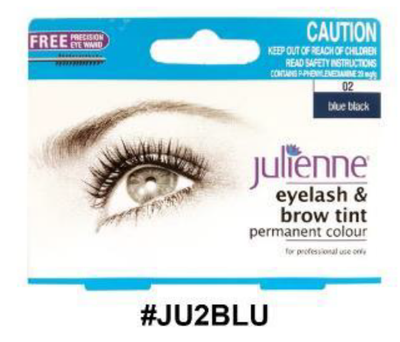 Julienne Eyelash & Brow Tint (#JU2BLU) - Permanent Color in Blue Black