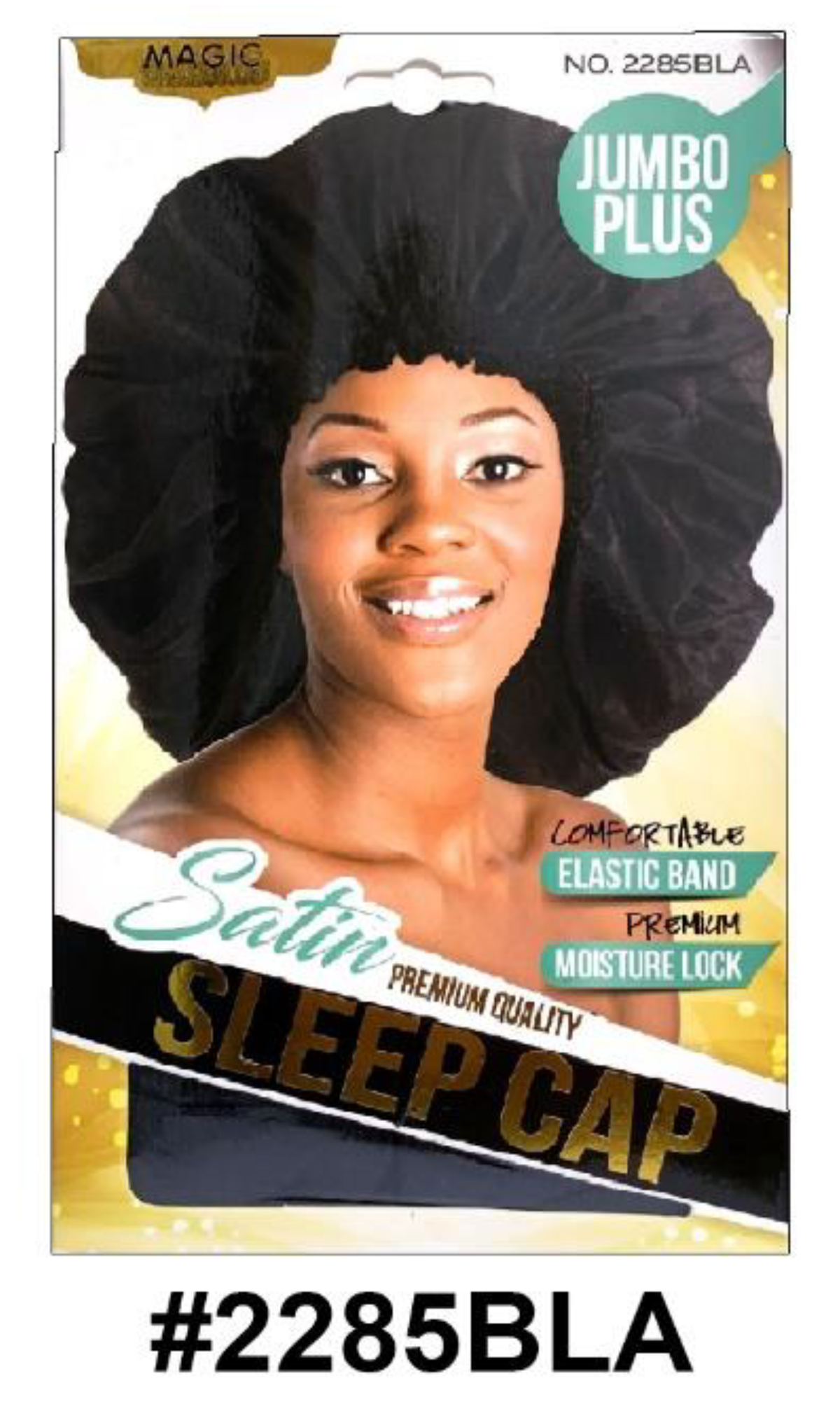"Jumbo Plus Satin Sleep Cap - Premium Quality, Comfortable Elastic Band, and Moisture Lock Technology."