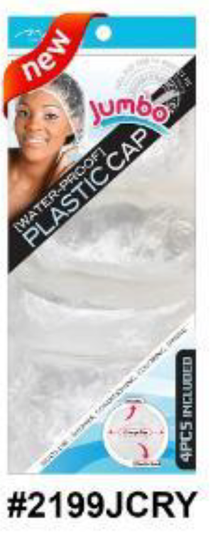 "Jumbo Waterproof Plastic Cap - 4pc Set in Clear."