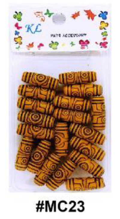 "KL Hair Accessory Wooden Carved Beads, #MC23, Artistic carved wood beads for braiding and styling."