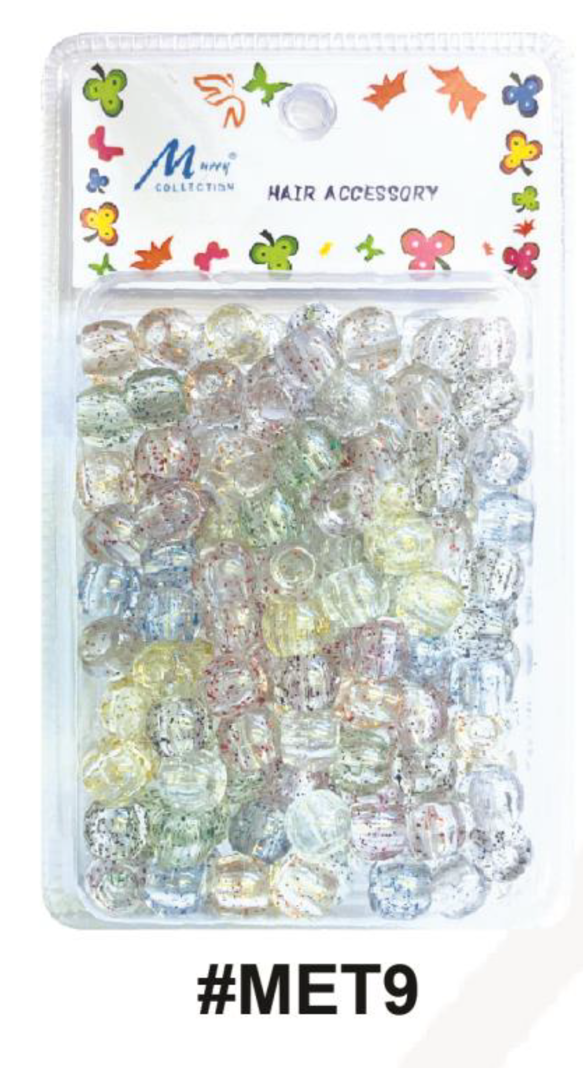 MET9: Murry Collection Hair Accessory Beads in Multicolor Glitter
