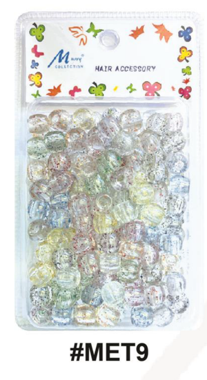 MET9: Murry Collection Hair Accessory Beads in Multicolor Glitter
