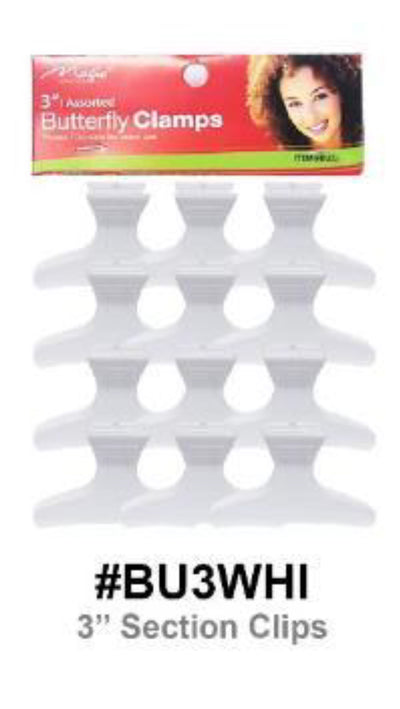 Magic, 3” White Butterfly Clamps, #BU3WHI, 12 Pcs