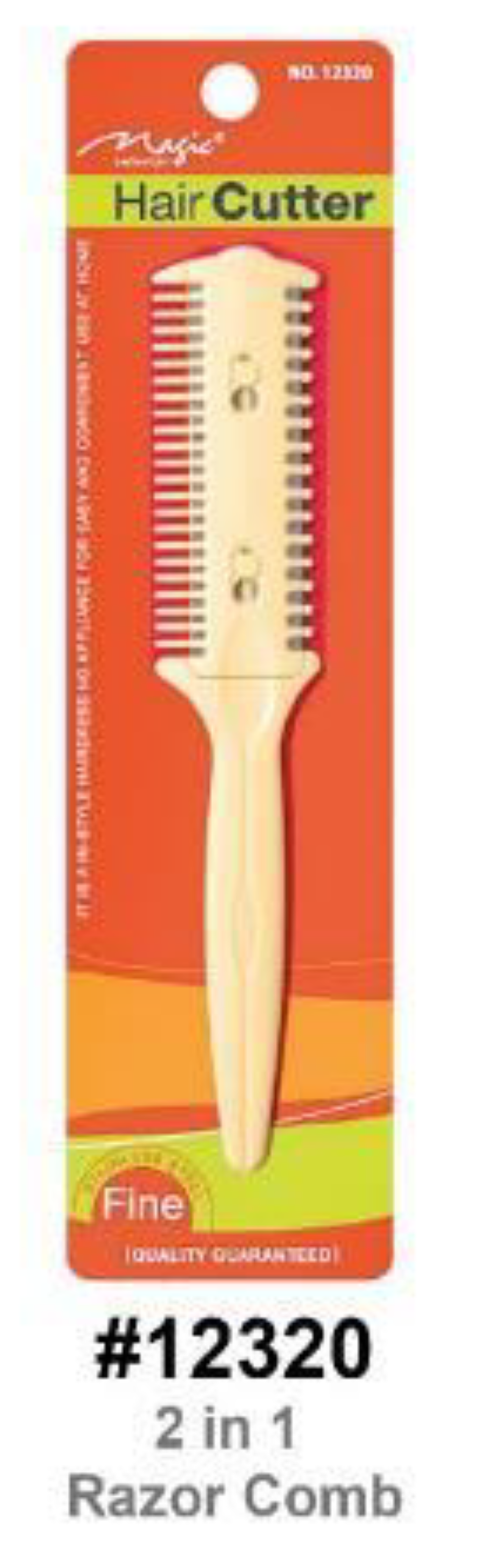 Magic Collection 2-in-1 Razor Comb in beige with ergonomic handle, #12320