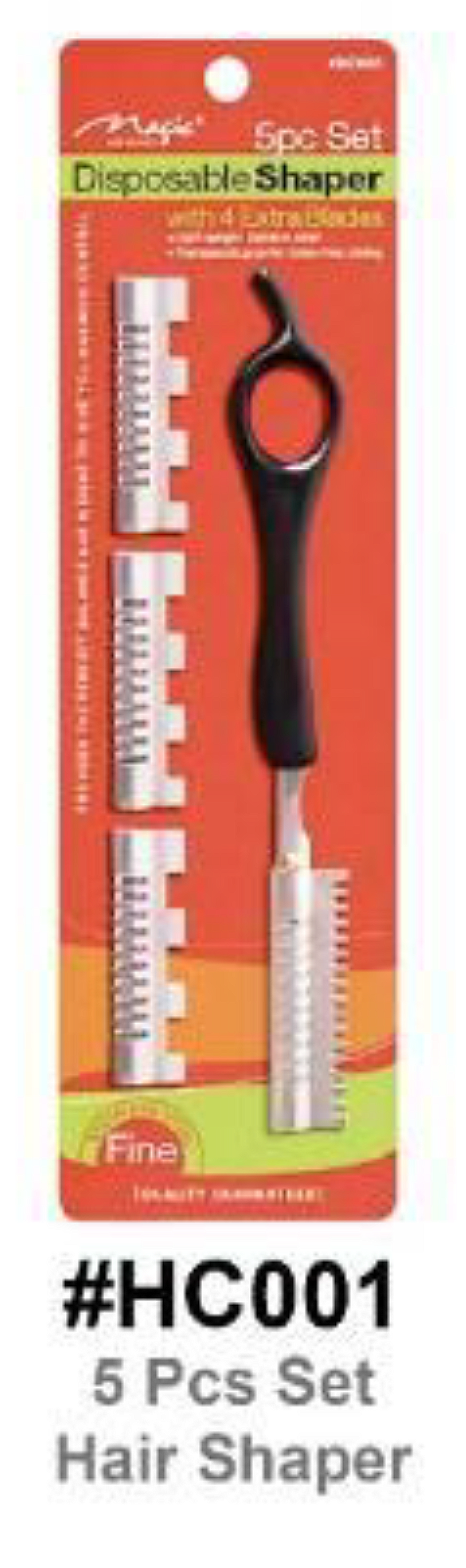 Magic Collection 5-Piece Disposable Hair Shaper Set, ergonomic handle with 4 extra blades, #HC001