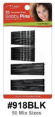 Magic Collection, Black Bobby Pins, Assorted Sizes, #918BLK, 50 Pack