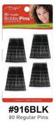 Magic Collection, Black Regular Bobby Pins, #916BLK, 80 Pack