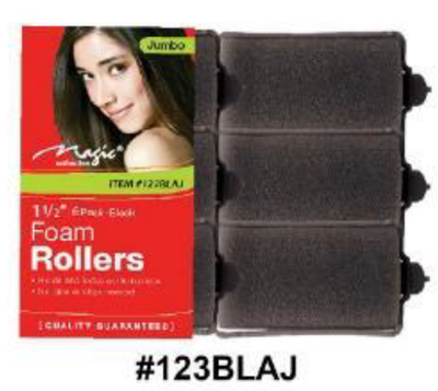 Magic Collection Foam Rollers Jumbo Black #123BLAJ.