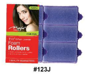 "Magic Collection Foam Rollers, Jumbo Size, Lavender, 1 1/2 Inch, 6 Pack"
