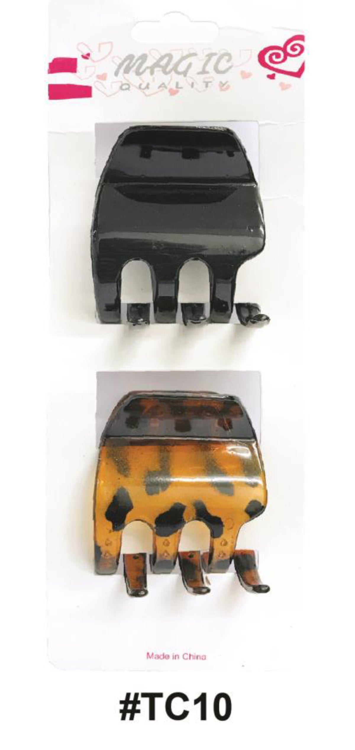 Magic Collection, Hair Claw Clips 2 Pcs Pack, #TC10, Black and Tortoiseshell